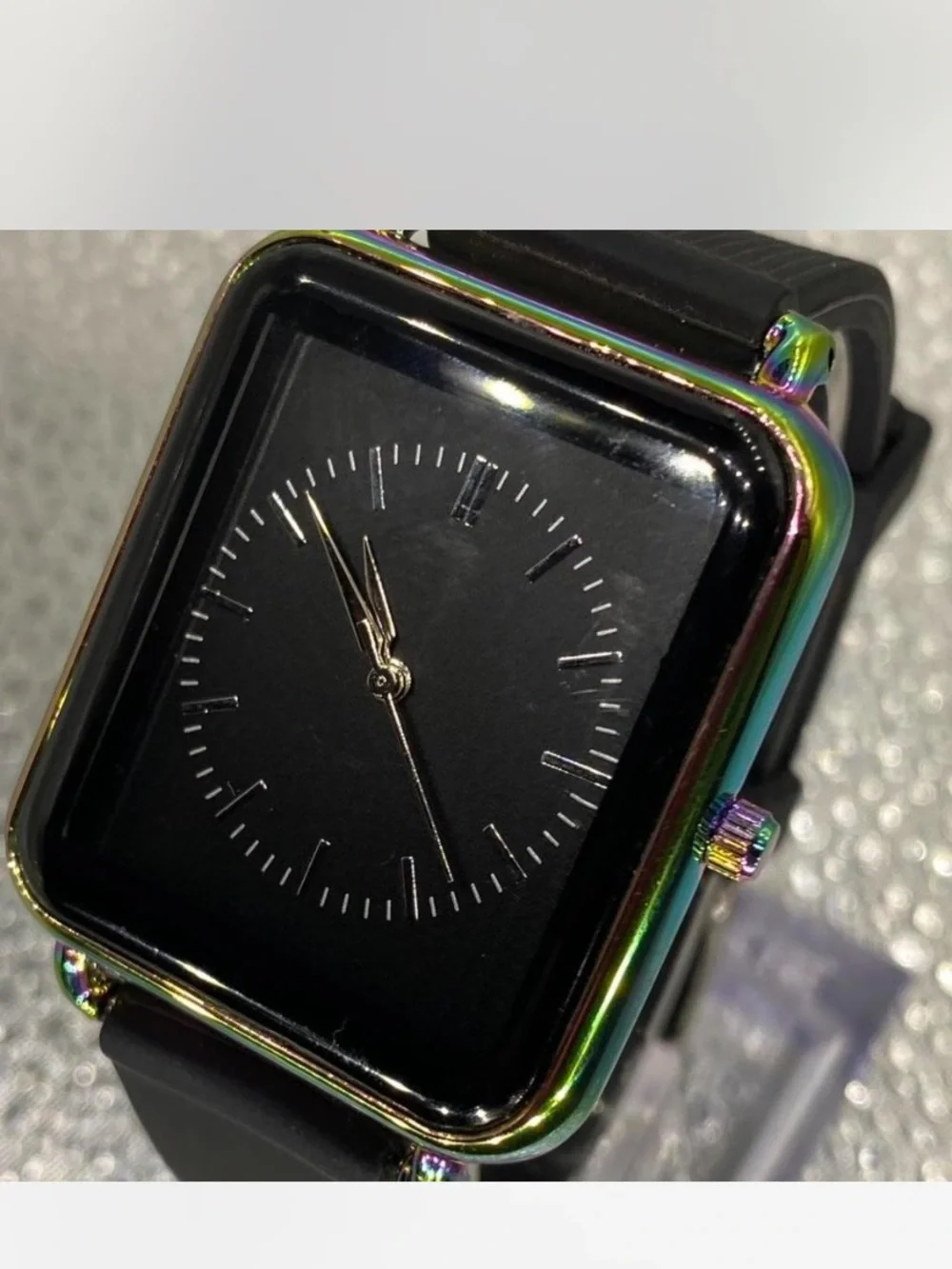 Ladies *** Iridescent Black Face Smart-Style Watch *** Ebony silicone band ^^^